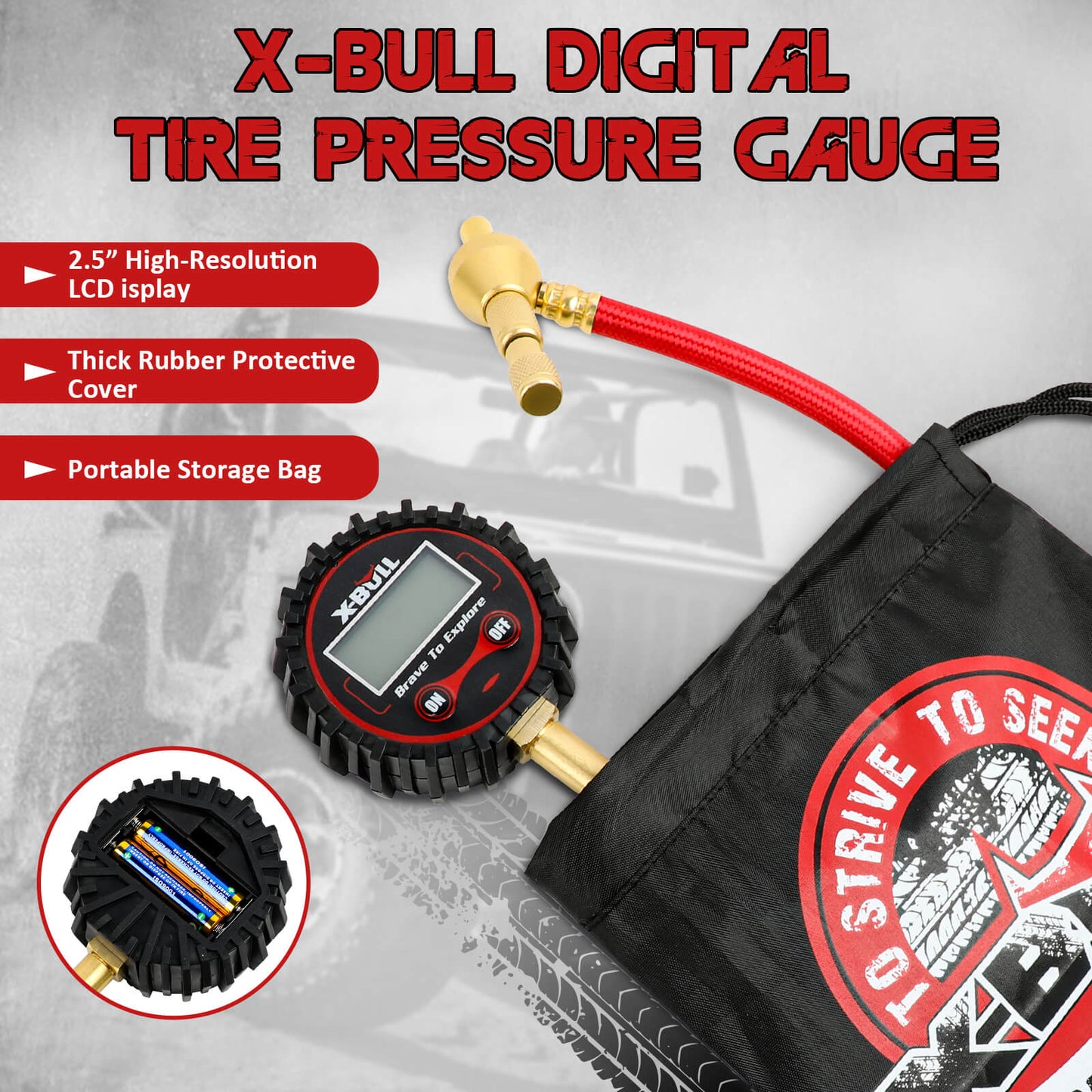 X-BULL Digital tire pressure gauge 250PSI Tyre Air Pressure Car Motorcycle LED